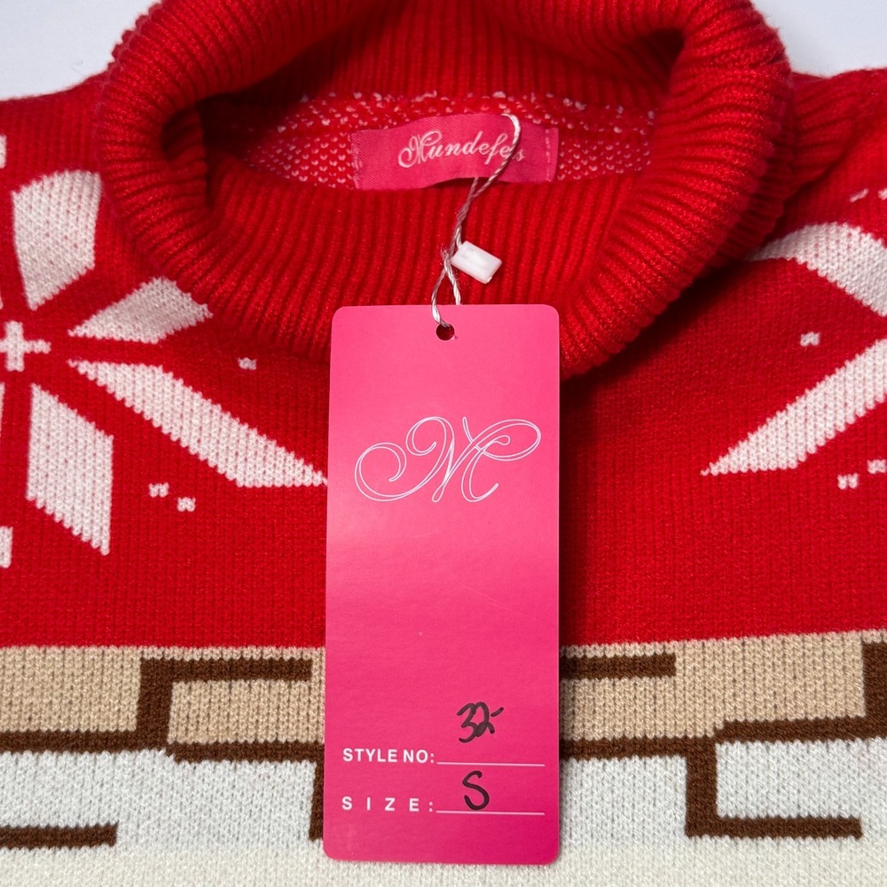 NEW Christmas Holiday Red Turtleneck Sweater Womens Small Elk Snow Lot of 2 FLAW - Picture 4 of 16